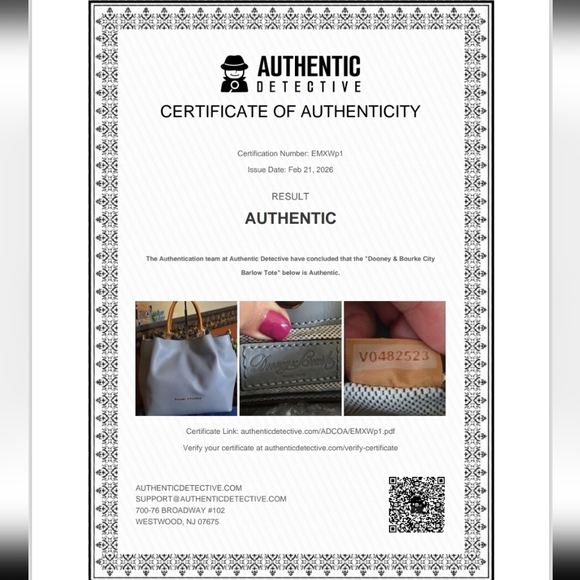 Dooney & Bourke City Large Barlow Satchel NWOT with COA - Picture 5 of 17